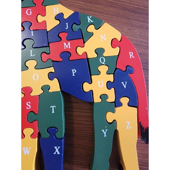 Vintage Wooden Giraffe Alphabet Puzzle 17in Tall Hand Painted Educational Toy - Picture 4 of 11
